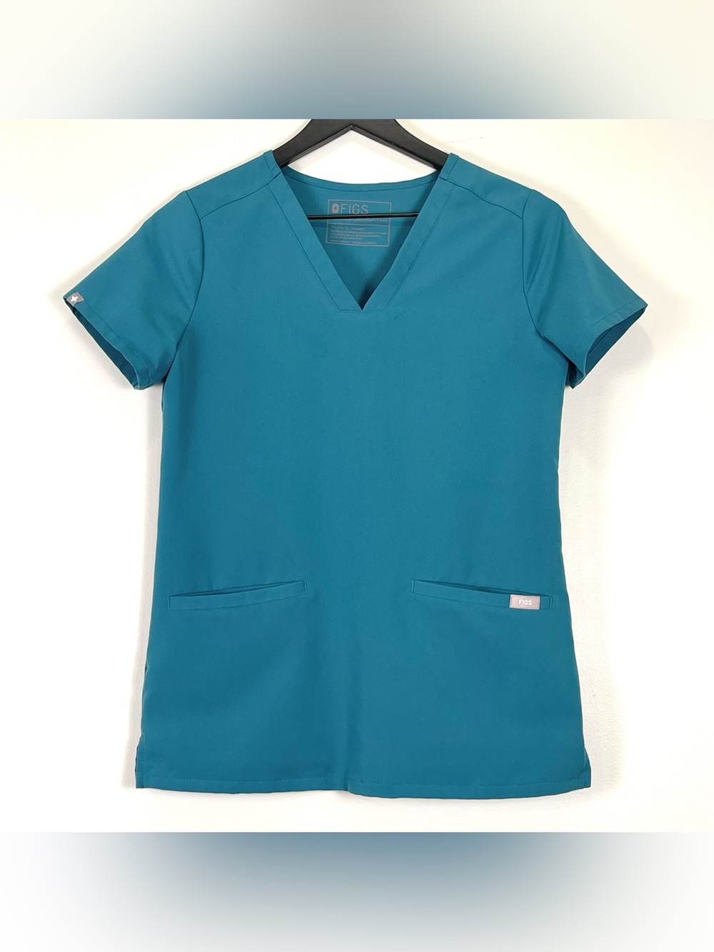 FIGS Technical Collection Women's Teal Blue Scrub Top V-Neck Size XXS